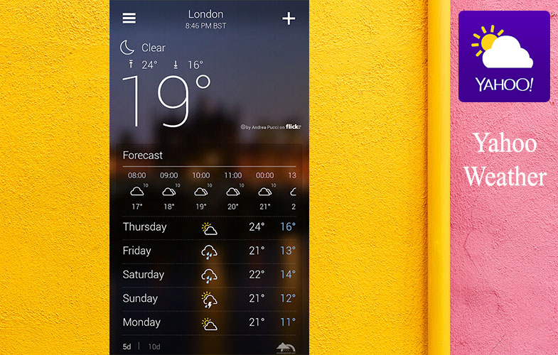 پیش بینی و آگاهی از وضعیت آب و هوا با Yahoo Weather