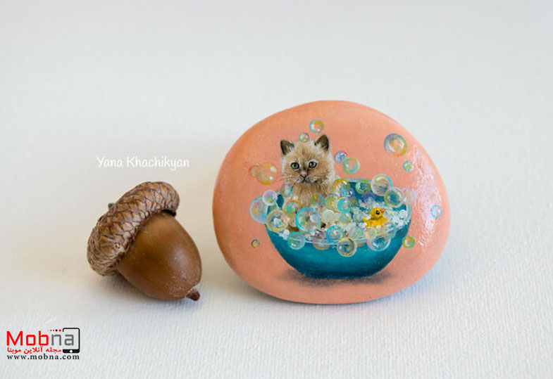 نقاشی‌های مینیاتوری دیدنی روی سنگ های کوچک!