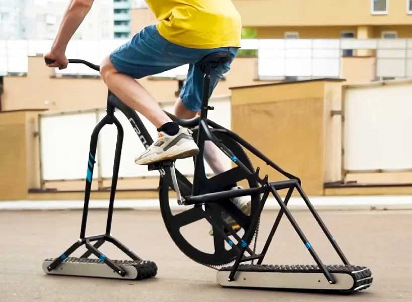 دوچرخه ای با چرخ ممتد شبیه به تانک