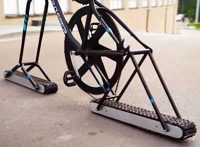 دوچرخه ای با چرخ ممتد شبیه به تانک