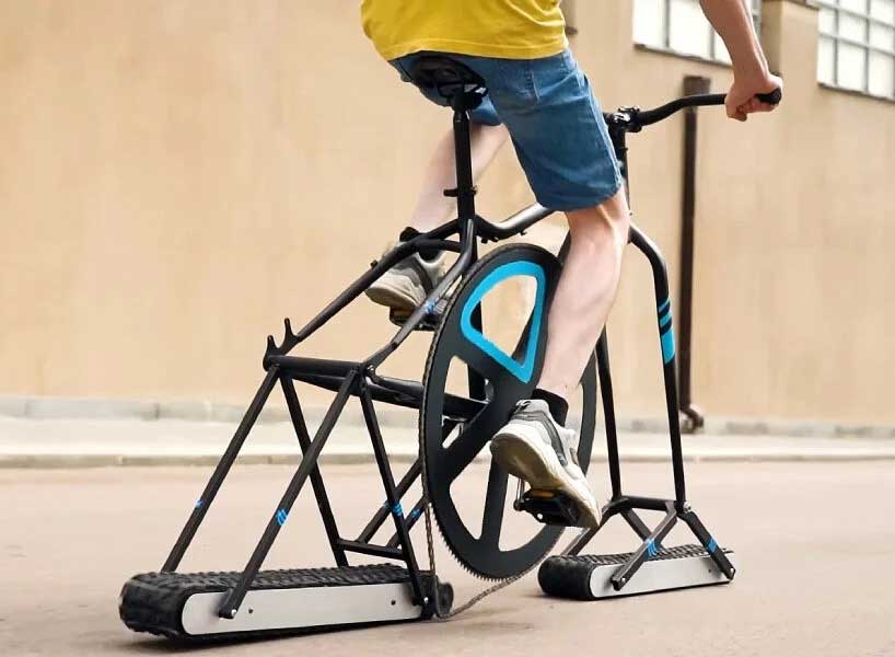 دوچرخه ای با چرخ ممتد شبیه به تانک